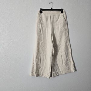 Wide Leg Cream Linen Blend Pants Sz M